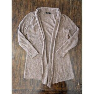 Lusso Womens M Brown Purple Cashmere Long Sleeve Open Waterfall Cardigan